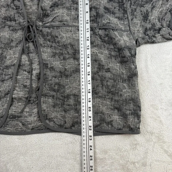 Eileen Fisher Jacket Womens Petite Large Gray Linen Silk Trim Kimono Tie Front - Picture 8 of 9